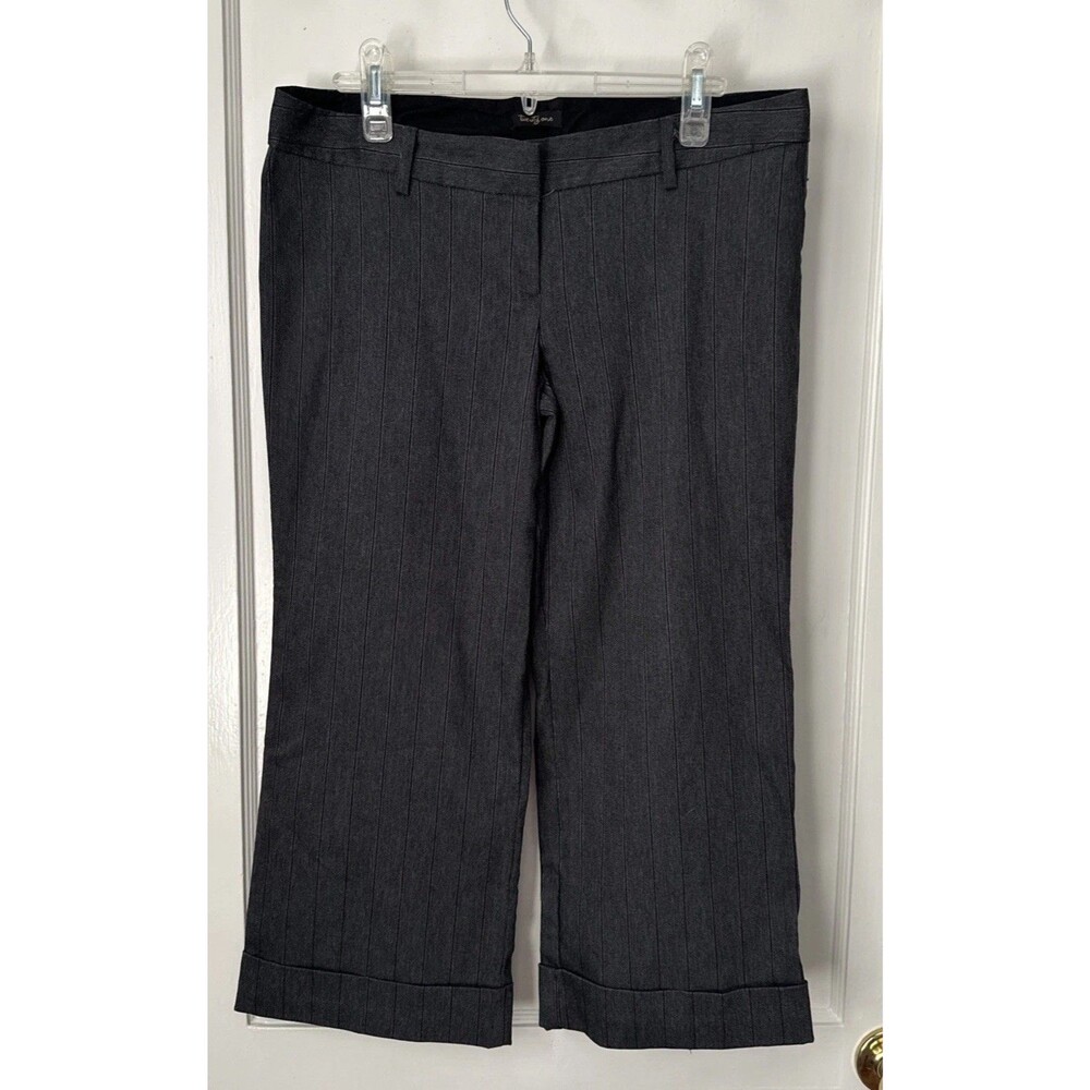 Cuffed Capri Pants Pinstripe Womens Large Calf Length Cropped